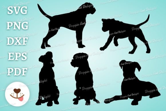 Boxer Dog Silhoeutte Bundle Svg Png Cut