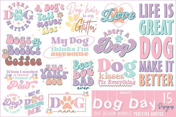 Retro Dog Day Quotes SVG Bundle