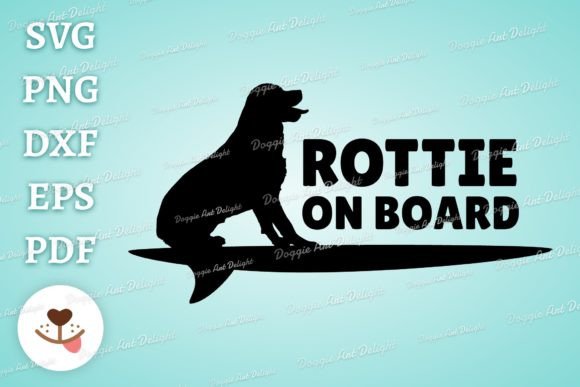 ROTTIE on BOARD: Dog Car Decal SVG for Embroidery